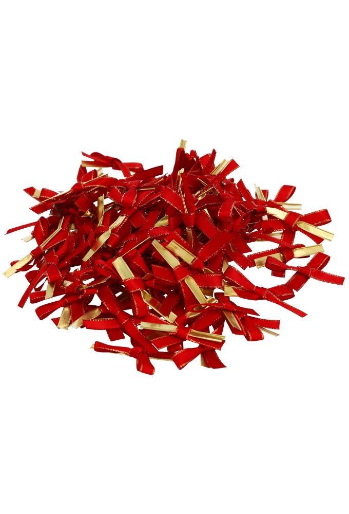 Luxe Strikje Satijn Rood Met Goud & Clip 6x3.5cm 300stuks lint 1cm