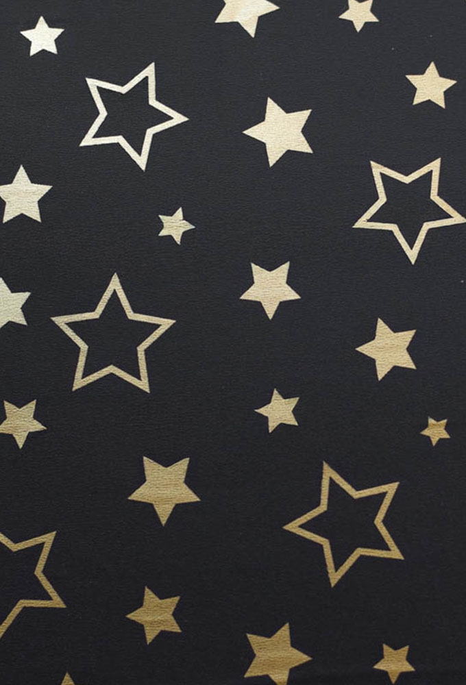 Kerstpapier Coated Papier Sterrenhemel Zwart 50x70cm 250vellen