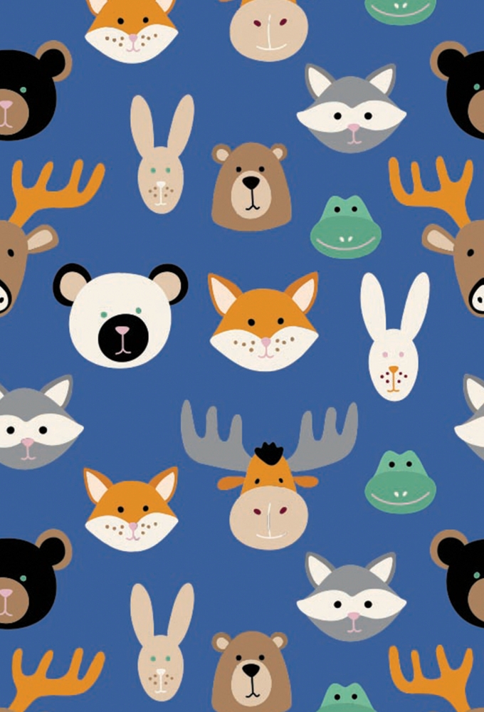 Kerstpapier Coated Papier Bosdieren Party Blauw 50x70cm 250vellen