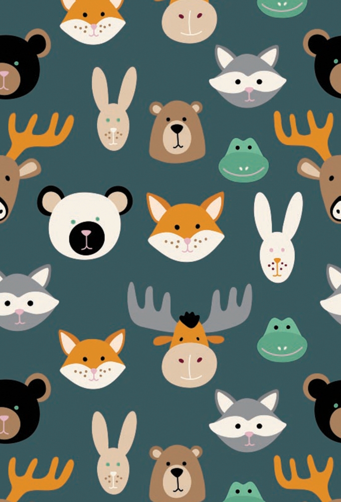 Kerstpapier Coated Papier Bosdieren Party Groen 30cm  x 200meter