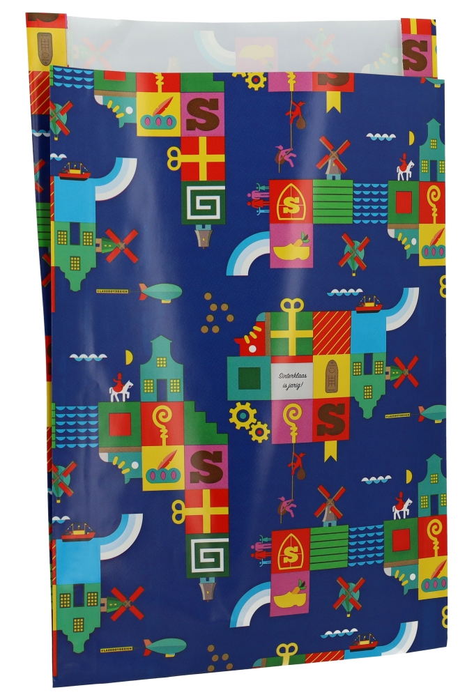 Sintzakjes Sinterklaas Intocht & ZIJVOUW 25x34+4cm 100stuks