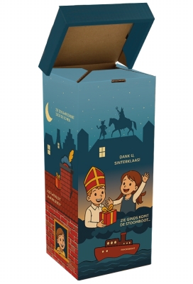 Sintgeschenkdoos Dank u Sinterklaas 15x15x36cm 15stuks Sintgeschenkdoos Dank u Sinterklaas 15x15x36cm 15stuks