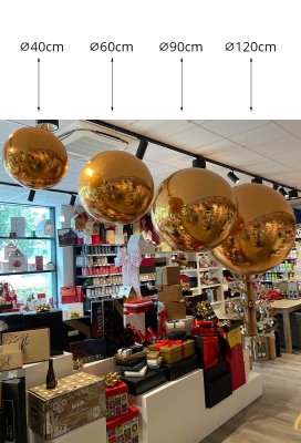 Decoratie Kerstbal Metallic Rood 40cm Opblaasbaar & Dubbelwandig 1st