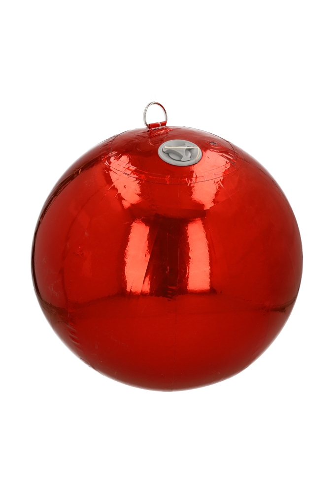 Decoratie Kerstbal Metallic Rood 40cm Opblaasbaar & Dubbelwandig 1st