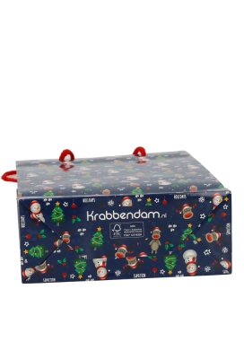 Kersttasjes Met Venster Happy Holidays Blauw FSC® 20x8x29cm 10stuks Kersttasjes Met Venster Happy Holidays Blauw FSC® 20x8x29cm 10stuks