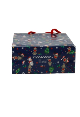 Kersttasjes Met Venster Happy Holidays Blauw FSC® 16x7x25cm 10stuks