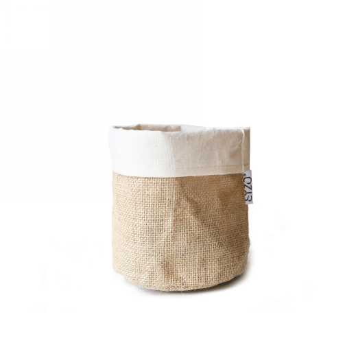 Cadeaumand Sizo Jute Naturel Met Witte Rand 13x13cm 48stuks