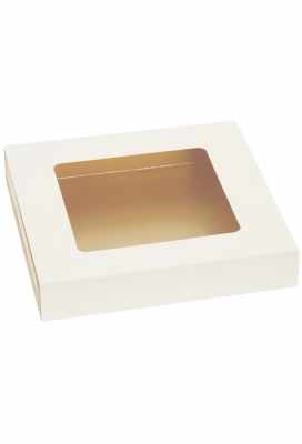 Bonbondoosjes & Schuifvenster Wit Mat & Goud Mat 15x15x2.7cm 10st Bonbondoosjes & Schuifvenster Wit Mat & Goud Mat 15x15x2.7cm 10st