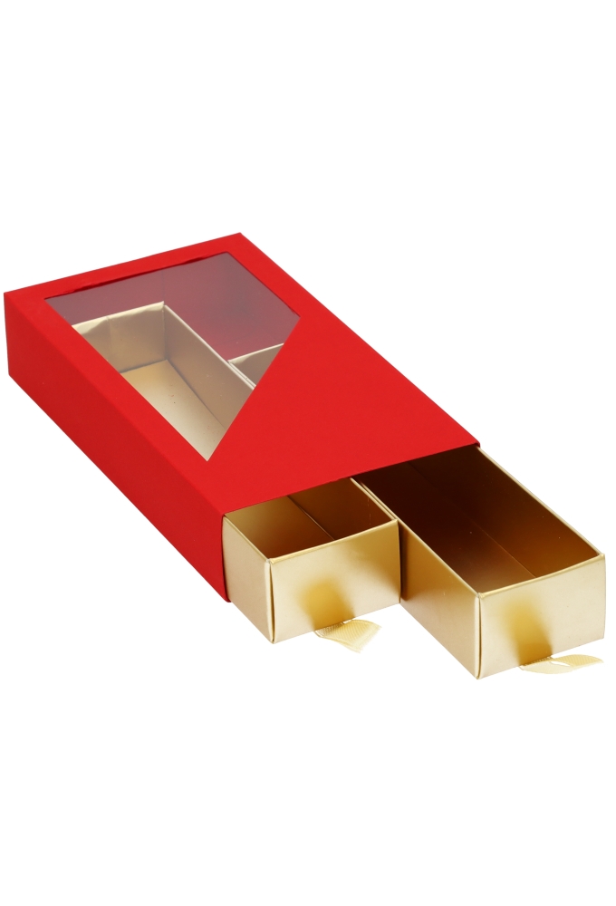 Bonbondoosjes 2 Ladeboxje Rood Mat & Goud Mat 16x8.6x2.8cm 10st