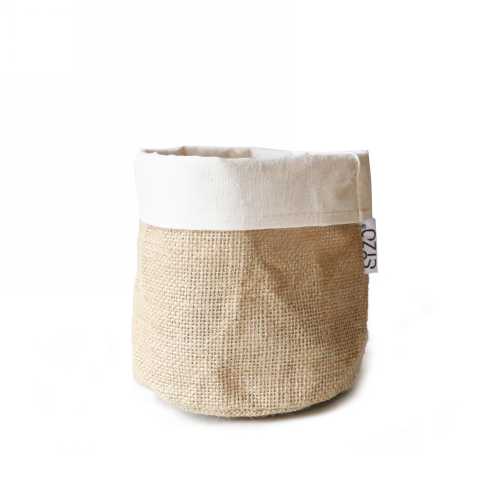 Cadeaumand Sizo Jute Naturel Met Witte Rand 15x15cm 24stuks