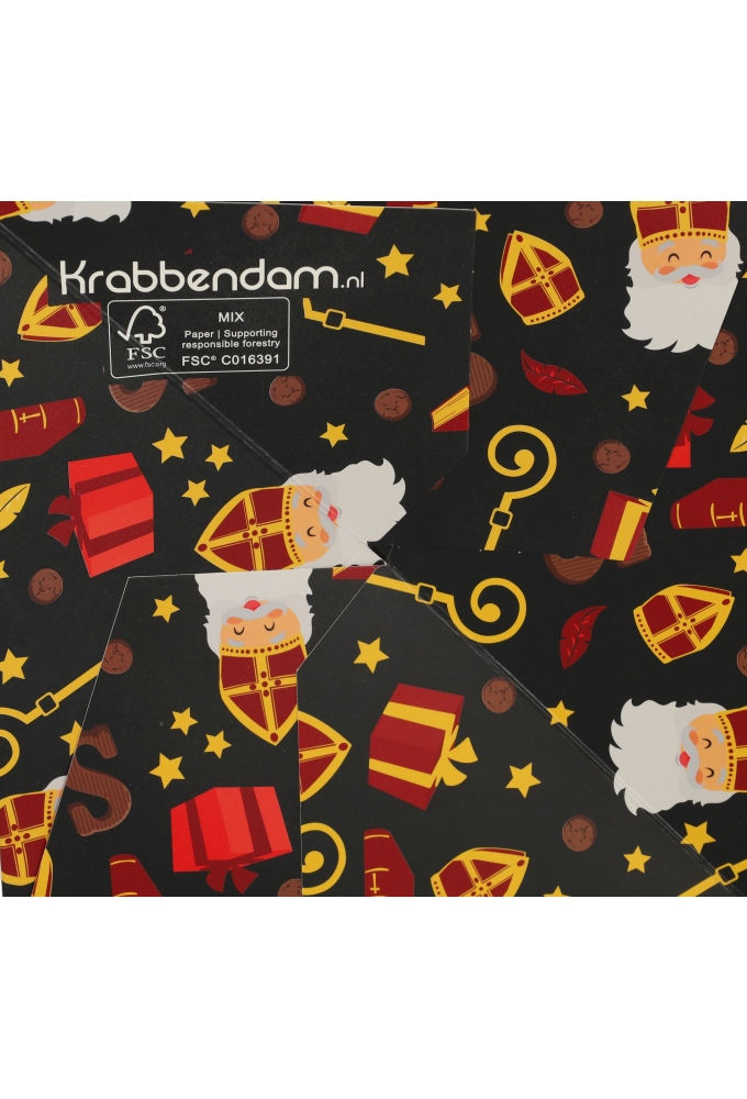 Sintgeschenkdoos Sinterklaas Met Staf & Rood Lint 20x20x20cm FSC® 25st