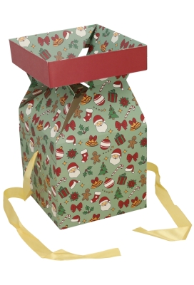 Kerstgeschenkdoos Magic Christmasbox & Goud Lint 20x20x20cm FSC® 25st