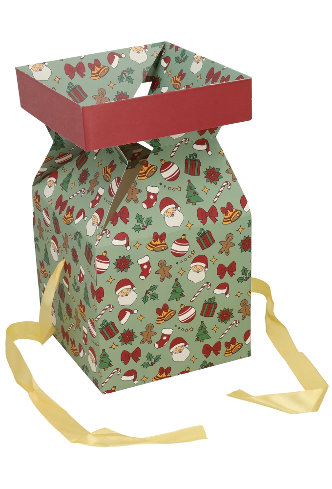 Kerstgeschenkdoos Magic Christmasbox & Goud Lint 20x20x20cm FSC® 25st