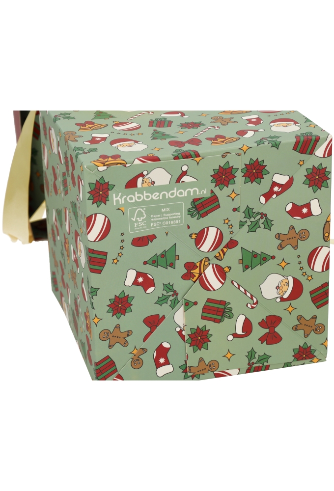 Kerstgeschenkdoos Magic Christmasbox & Goud Lint 20x20x20cm FSC® 25st