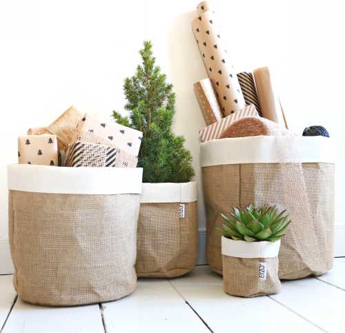 Cadeaumand Sizo Jute Naturel Met Witte Rand 20x20cm 24stuks