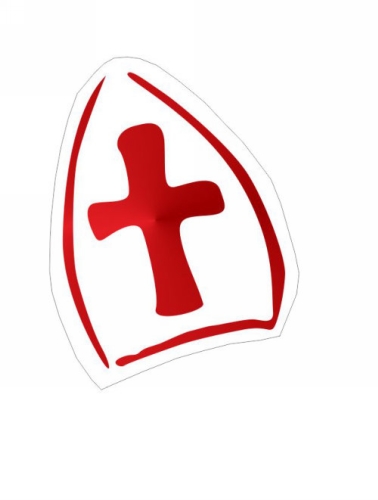 Etiketten Sint Wit Mijter Rood Metallic 2.9x2.9cm 500stuks