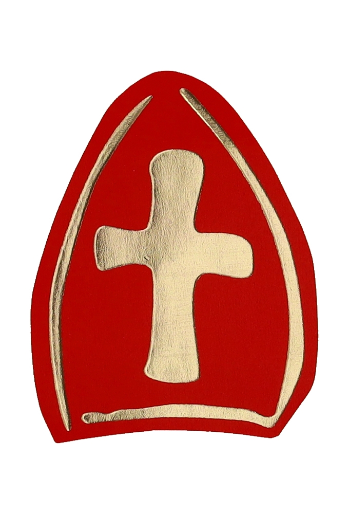 Etiketten Sint Rood Mijter Goud Metallic 2.9x2.9cm 500stuks Etiketten Sint Rood Mijter Goud Metallic 2.9x2.9cm 500stuks