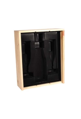 Wijnkist 1 Fles Schuifdeksel Met Inlay voor 2 Champagne gl. 12stuks