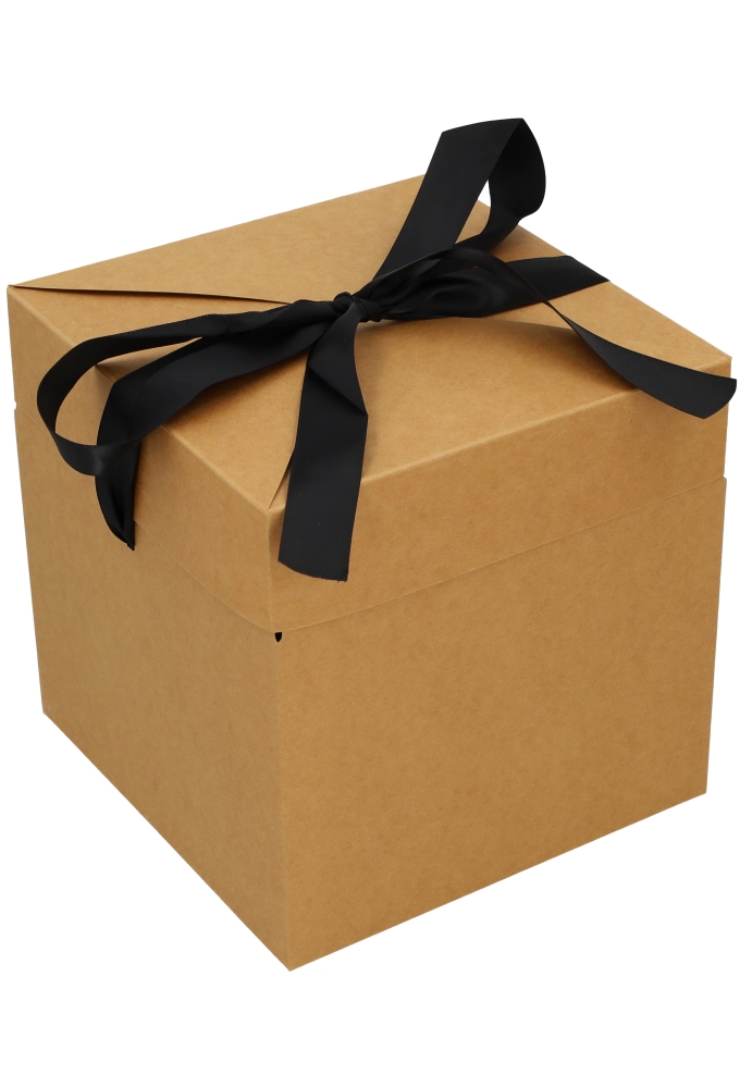 Geschenkdoos Regalo Kraft & Zwart Lint 15x15x15cm 10stuks