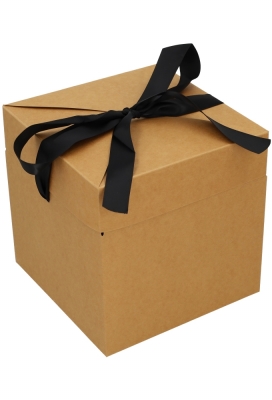 Geschenkdoos Regalo Kraft & Zwart Lint 15x15x15cm 10stuks