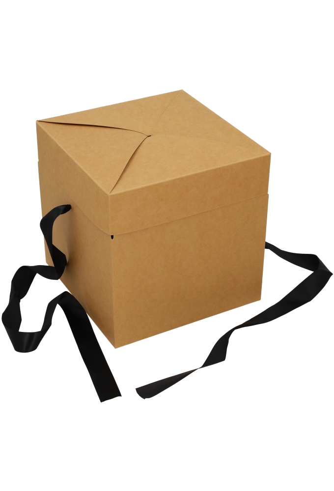 Geschenkdoos Regalo Kraft & Zwart Lint 15x15x15cm 10stuks