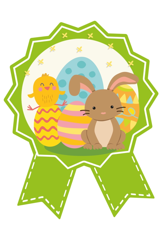 Etiketten Cadeauzegel Vrolijk Pasen Groen Haasje 4x5cm 500stuks