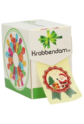 Etiketten Cadeauzegel Kerstman & Kado Rood 4x5cm 500stuks Etiketten Cadeauzegel Kerstman & Kado Rood 4x5cm 500stuks