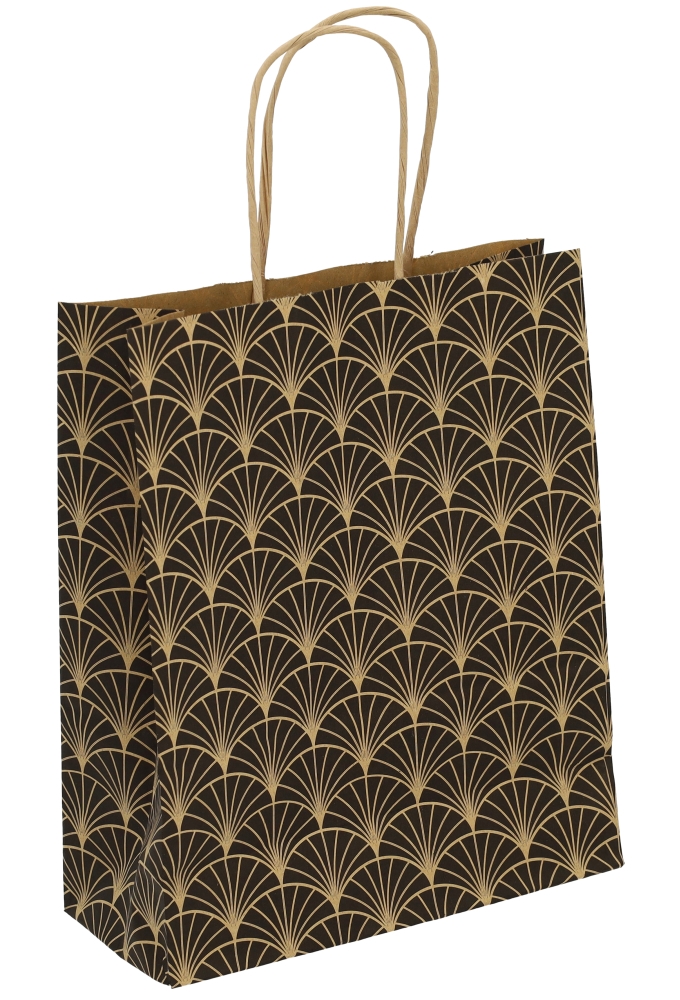 Papieren Draagtas Kassel & Handvat Rustic Waves Kraft 18x8x22cm 50st