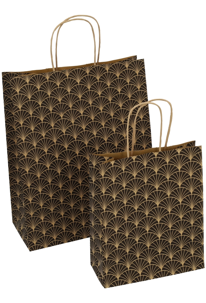 Papieren Draagtas Kassel & Handvat Rustic Waves Kraft 18x8x22cm 50st