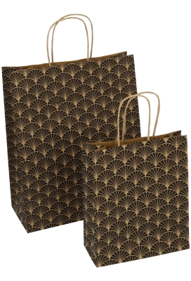 Papieren Draagtas Kassel & Handvat Rustic Waves Kraft 26x12x32cm 50st Papieren Draagtas Kassel & Handvat Rustic Waves Kraft 26x12x32cm 50st