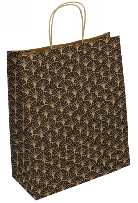 Papieren Draagtas Kassel & Handvat Rustic Waves Kraft 26x12x32cm 50st Papieren Draagtas Kassel & Handvat Rustic Waves Kraft 26x12x32cm 50st
