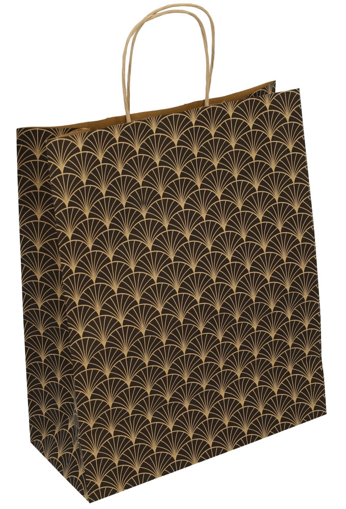 Papieren Draagtas Kassel & Handvat Rustic Waves Kraft 26x12x32cm 50st