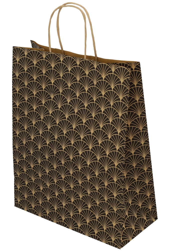 Papieren Draagtas Kassel & Handvat Rustic Waves Kraft 26x12x32cm 50st Papieren Draagtas Kassel & Handvat Rustic Waves Kraft 26x12x32cm 50st