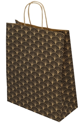 Papieren Draagtas Kassel & Handvat Rustic Waves Kraft 26x12x32cm 50st Papieren Draagtas Kassel & Handvat Rustic Waves Kraft 26x12x32cm 50st