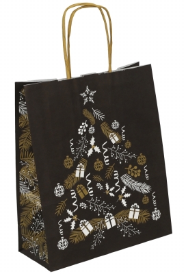 Kerst Papieren Draagtas & Handvat Xmas Tree Black 35x14x41cm 50stuks Kerst Papieren Draagtas & Handvat Xmas Tree Black 35x14x41cm 50stuks