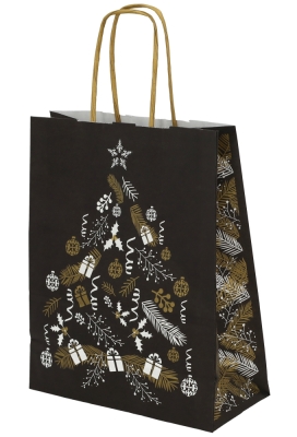 Kerst Papieren Draagtas & Handvat Xmas Tree Black 35x14x41cm 50stuks Kerst Papieren Draagtas & Handvat Xmas Tree Black 35x14x41cm 50stuks