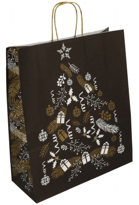 Kerst Papieren Draagtas & Handvat Xmas Tree Black 18x8x22cm 50stuks Kerst Papieren Draagtas & Handvat Xmas Tree Black 18x8x22cm 50stuks