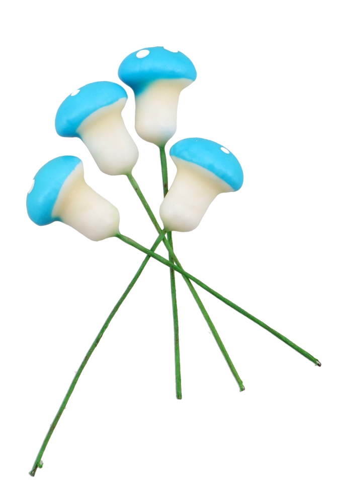 Kado Decoratie Paddenstoel Blauw 1.5cm Met IJzerdraad 100stuks