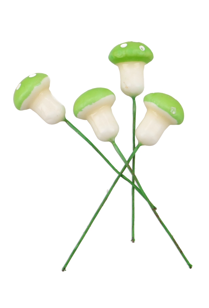 Kado Decoratie Paddenstoel Groen 1.5cm Met IJzerdraad 100stuks