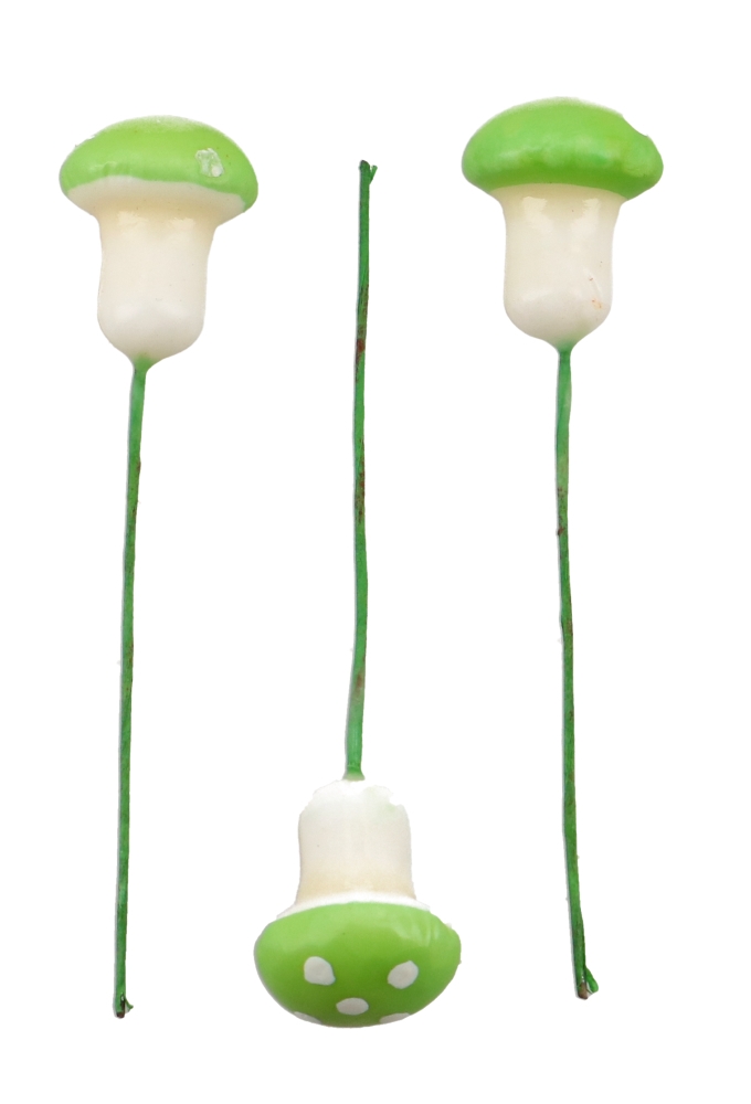 Kado Decoratie Paddenstoel Groen 1.5cm Met IJzerdraad 100stuks