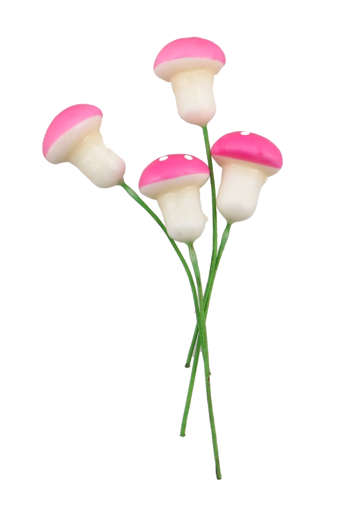 Kado Decoratie Paddenstoel Roze 1.5cm Met IJzerdraad 100stuks
