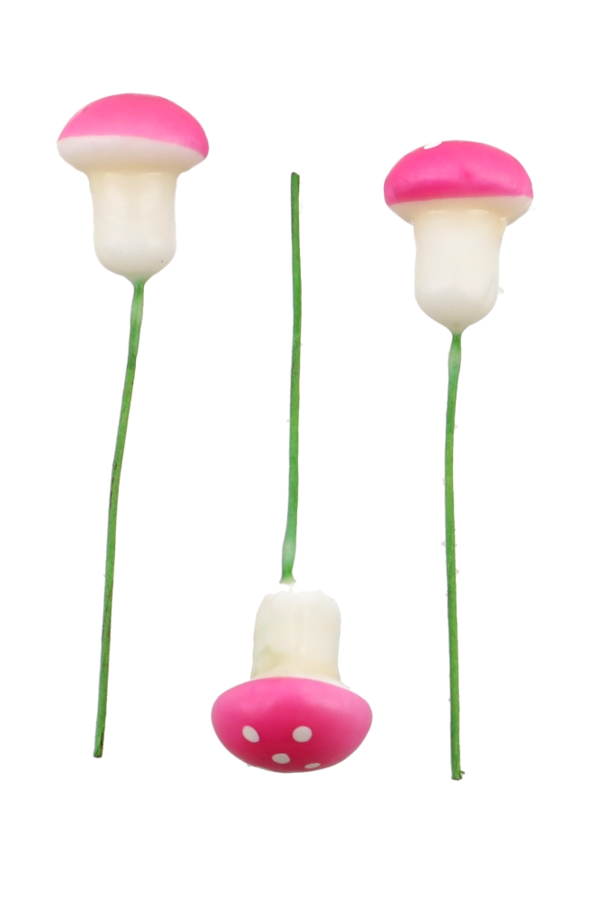 Kado Decoratie Paddenstoel Roze 1.5cm Met IJzerdraad 100stuks