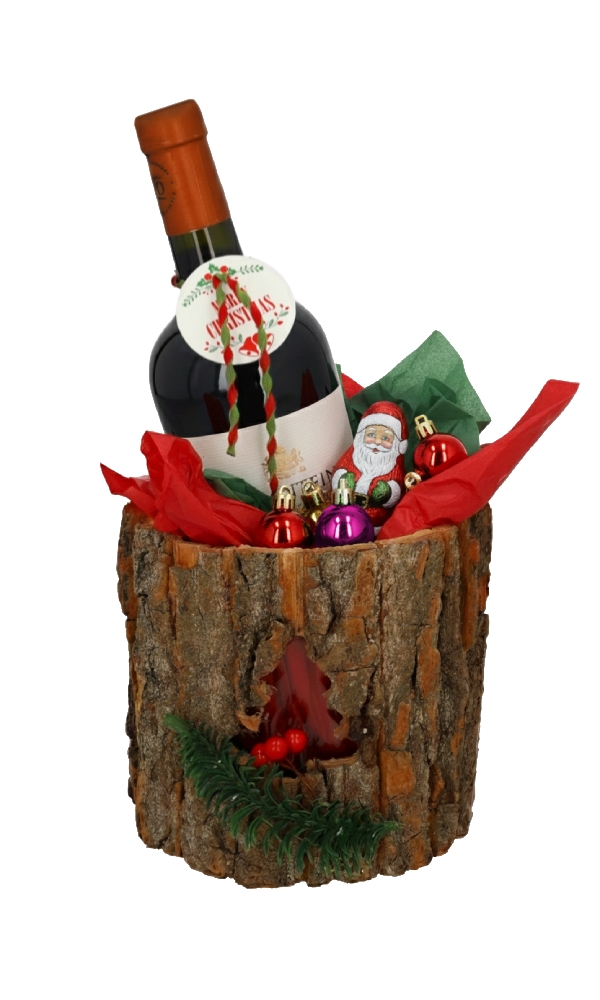 Kandelaar Wood Christmas Met Glazen kaarsenhouder 12cm x 15cm 12stuks