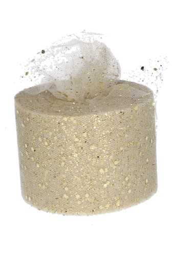 Tule Lint Goud Dots Metallic 70mm x 50 meter Tule Lint Goud Dots Metallic 70mm x 50 meter