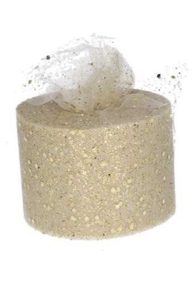 Tule Lint Goud Dots Metallic 70mm x 50 meter Tule Lint Goud Dots Metallic 70mm x 50 meter