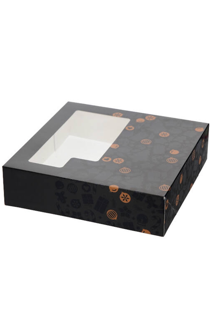 Kransdoos Xmas Black 1 Pond Venster 22.7x22.7x6cm 100st