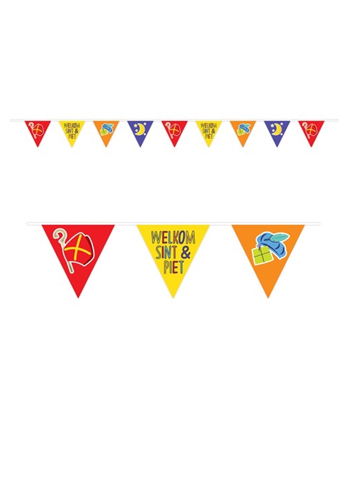 Vlaggenlijn Welkom Sinterklaas Papier 12 vlaggetjes lengte 6 meter