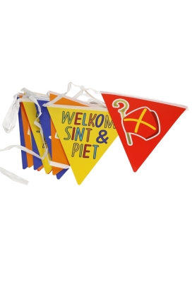 Vlaggenlijn Welkom Sinterklaas Papier 12 vlaggetjes lengte 6 meter