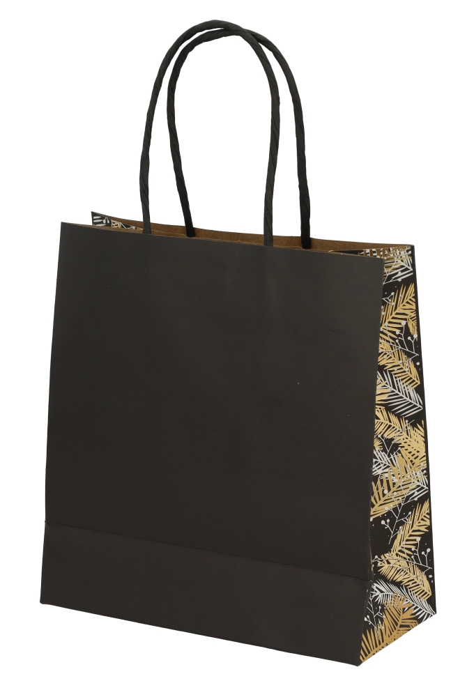 Kersttasjes Xmas Tree Black Met handgreep & Venster 18x8x19cm 12stuks