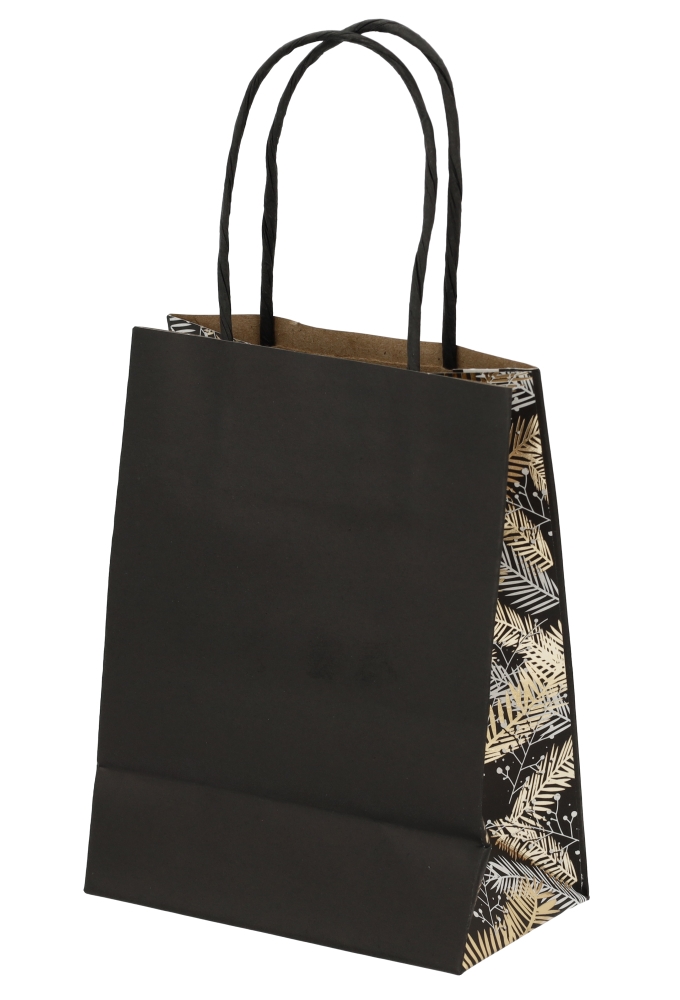 Kersttasjes Xmas Tree Black & handgreep & Venster 11.4x6.4x14.6cm 20st